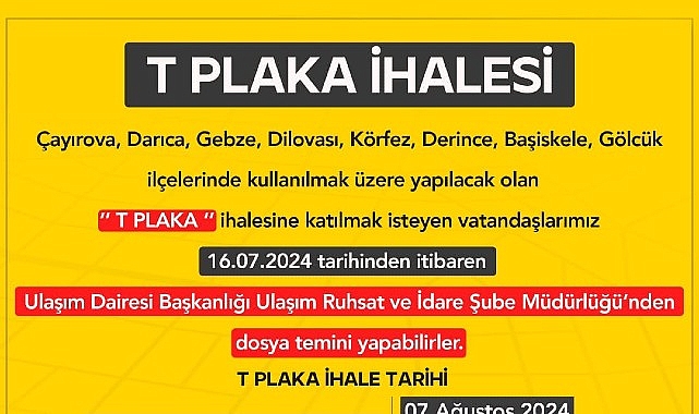 8 ilçede 86 yeni T plaka için ihale yapılacak- Haber Şafak