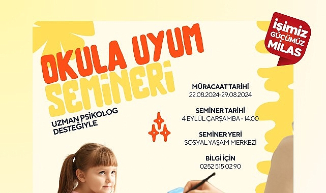 Milas Belediyesi tarafından okula yeni başlayacak öğrencilerin velileri için ‘Okula Uyum Semineri’ gerçekleştirilecek. – Haber Şafak
