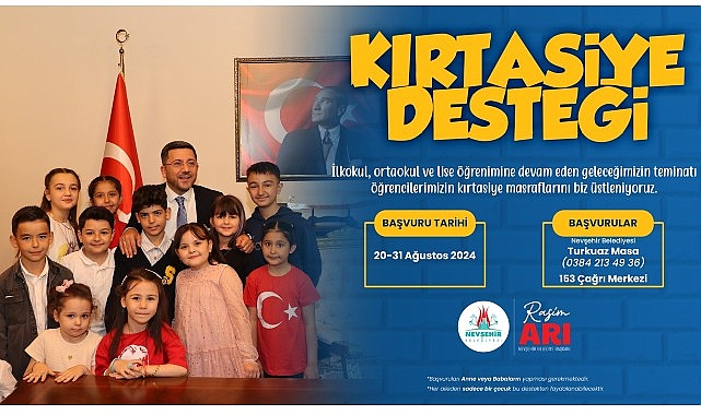 Nevşehir Belediyesi’nin öğrencilerin eğitim ve öğretim hayatına katkıda bulunmak amacıyla hayata geçirdiği Kırtasiye Desteği’ne başvurular başladı.- Haber Şafak