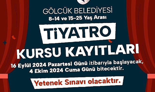 Gölcük Belediyesi tiyatro kursu kayıtları başladı.- Haber Şafak