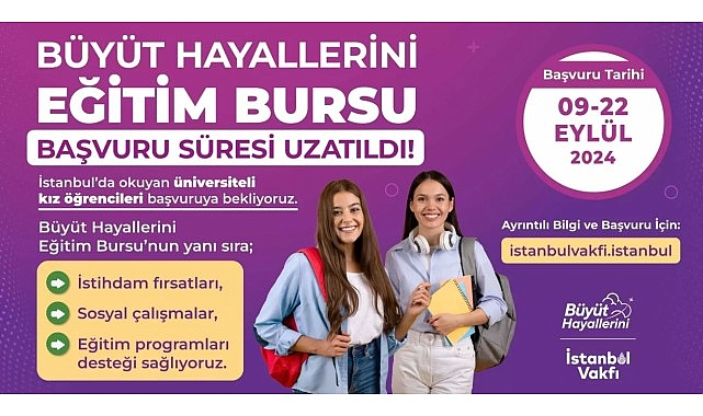 İBB İstanbul Vakfı çatısı altında, Dr. Dilek Kaya İmamoğlu öncülüğünde yürütülen Büyüt Hayallerini projesinin sağladığı burs desteğine başvuru süresi 22 Eylül’e kadar uzatıldı- Haber Şafak