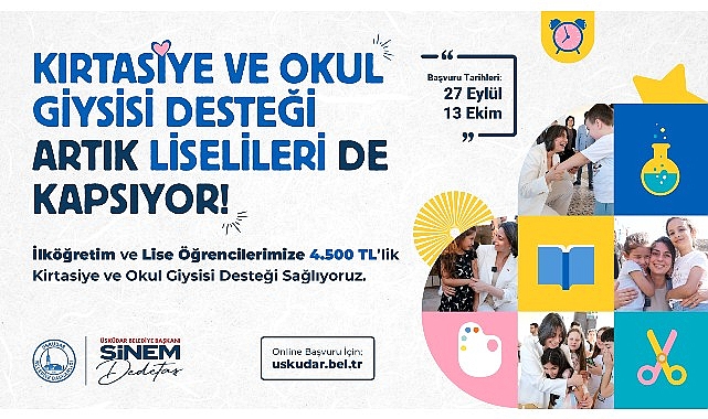 Üsküdar Belediyesi’nin ilköğretim ve lise öğrencilerine kırtasiye ve okul giysisi desteği sürüyor.- Haber Şafak