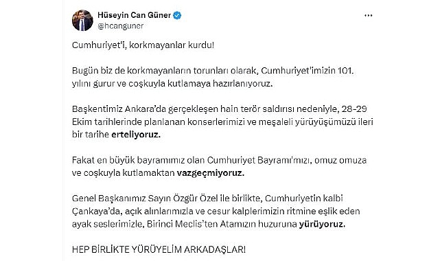 Çankaya Belediye Başkanı Hüseyin Can Güner’in Cumhuriyet Bayramı Etkinlikleri ile İlgili Açıklaması- Haber Şafak