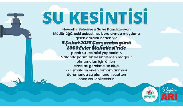 Nevşehir 2000 Evler Mahallesi’nde Su Kesintisi- Haber Şafak