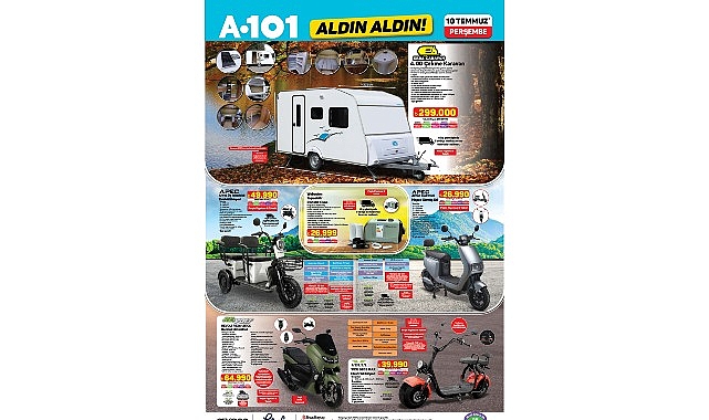 A101 10 Temmuz İtibarıyla Moped, Karavan ve Teknolojik Ürünleri Tüketicilere Sunuyor- Haber Şafak