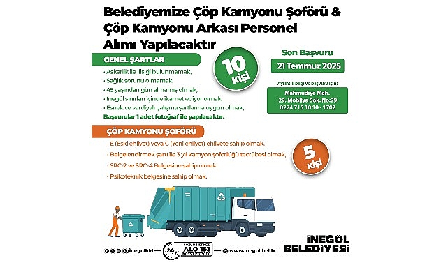 İnegöl Belediyesi 15 Personel Alacak- Haber Şafak
